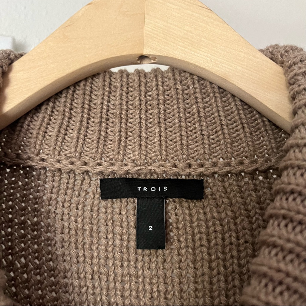 Trois The Label Tan Turtleneck Chunky Cotton Knit Sweater Midi Maxi Skirt Set — image 6 of 7